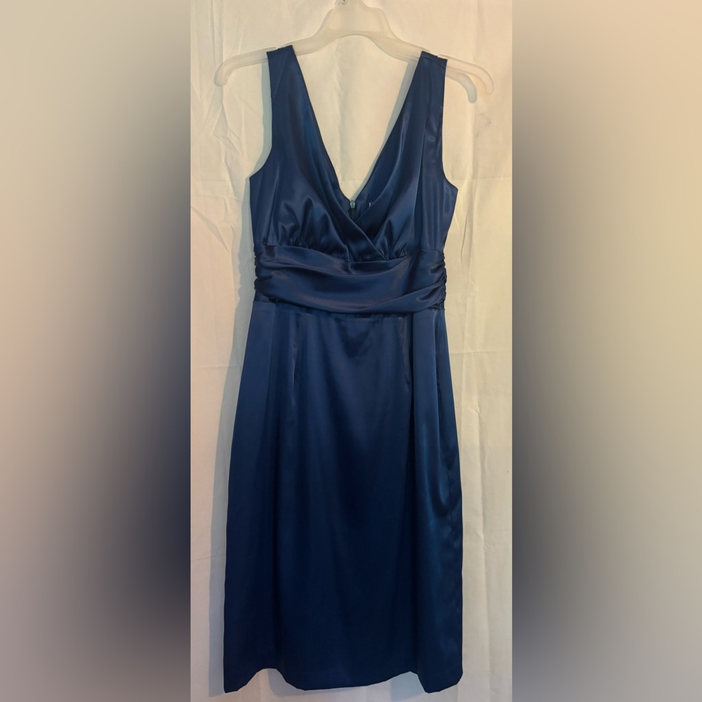Eliza J Navy Satin Midi Dress